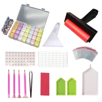 new 5d diamond painting tools kits diamond embroidery accessories sets roller pen clay tray stylo sticker storage box set