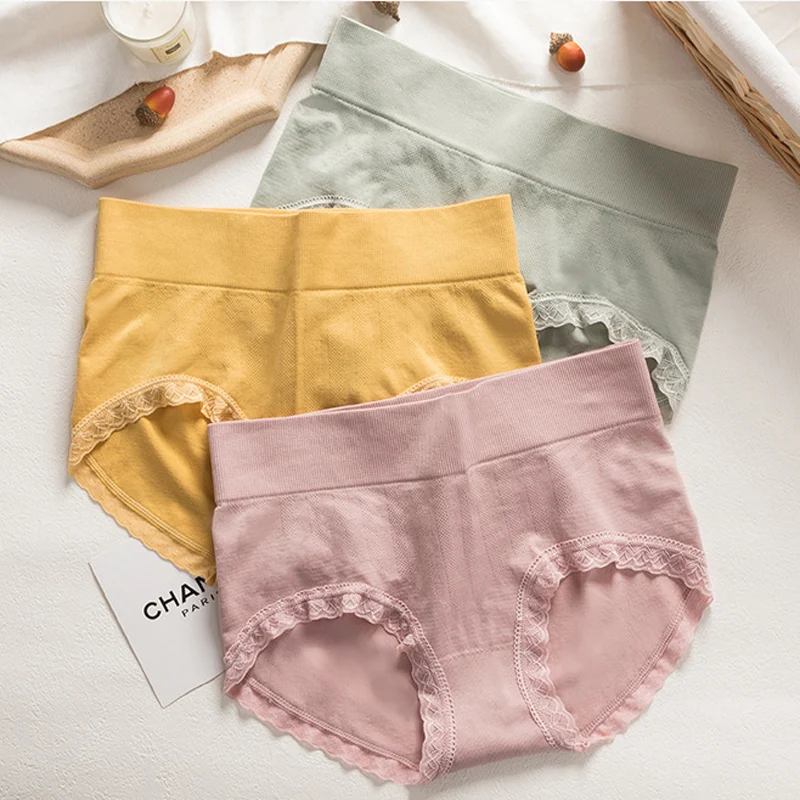 Women Fashion желто розовый зеленый сексуальные хлопковые трусы со средней талией