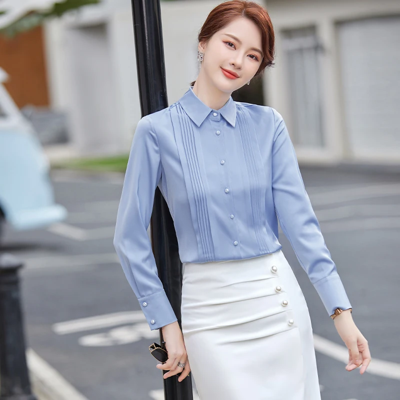 Изысканная белая рубашка осень 2021 женские дизайнерские городские элегантные