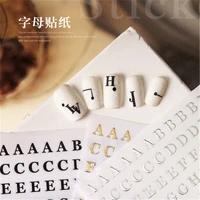 2021 newest letter series nail stickers 3sheetset gold black white bronzing english letter designs 3d nail art sticker diy nai