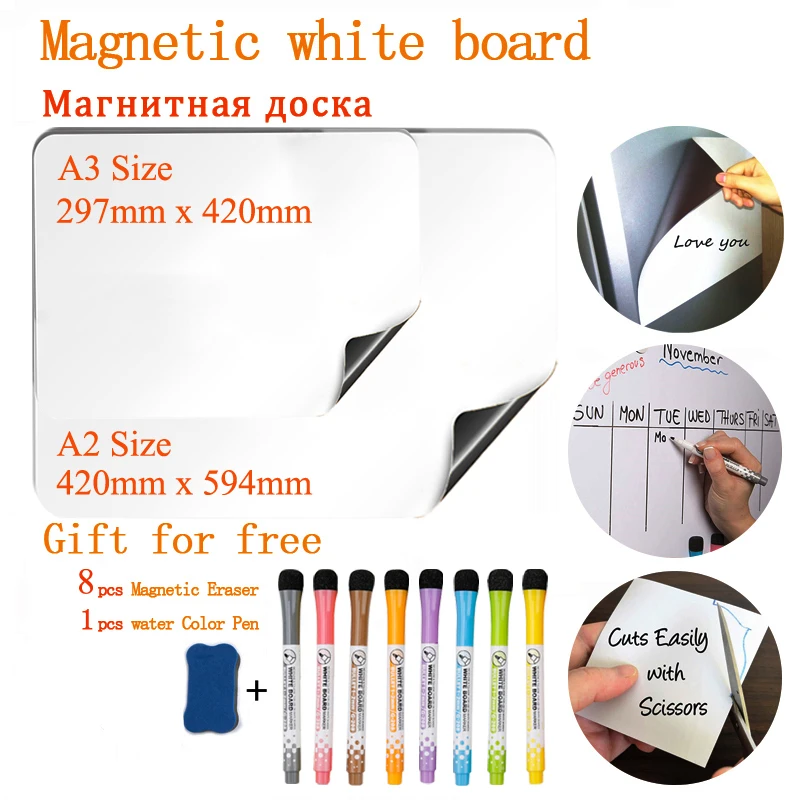 

NEW A2+A3 Magnetic Whiteboard Dry Erase Fridge Sticker Office & School Supplies Message Board Soft Planner Calendar Table