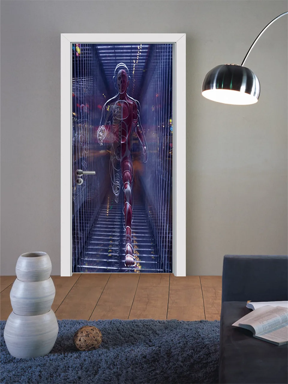 3D дверная наклейка с имитацией трехмерного пространства ПВХ самоклеящаяся