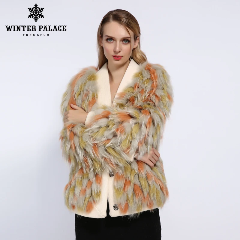 ЗИМНИЙ ДВОРЕЦ 2019 Женская шуба из лисы Шерстяная короткая вязаная куртка шубы