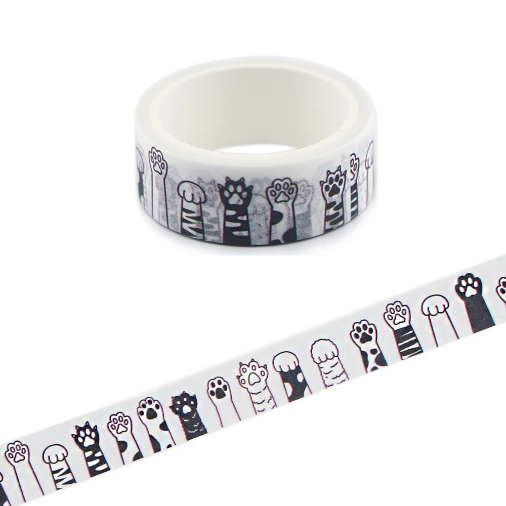 Лента для скрапбукинга rancite R835 отпечатки собачьих лап с кошачьими следами |