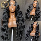 Topnormantic натуральный цвет бразильские Реми человеческие волосы фоторазмера 13x 4 кружевной фронтальный волнистый парик для женщин Preplucked