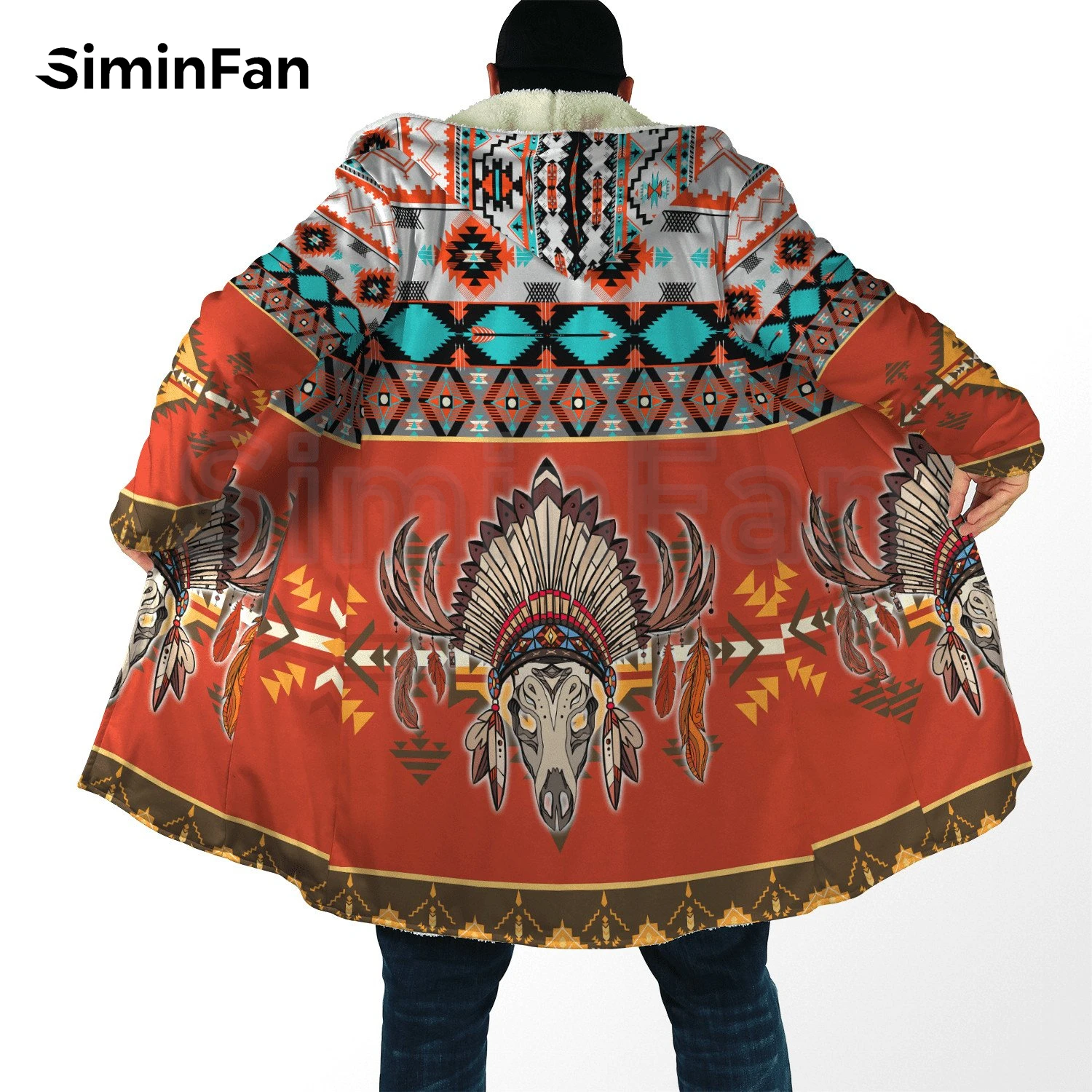 Мужская Фланелевая куртка с капюшоном и 3D-принтом орла