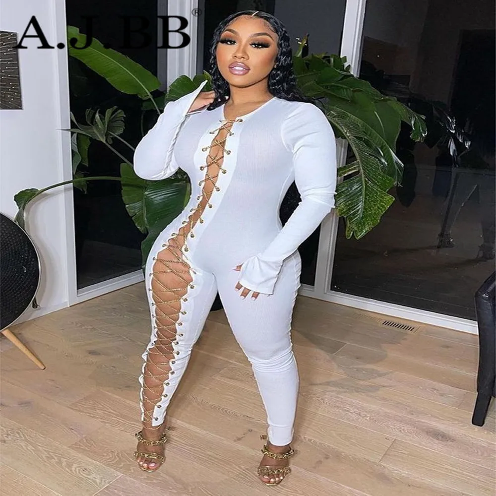 

Новинка Весна 2021, сексуальный однотонный комбинезон для ночного клуба, Модный облегающий женский топ с круглым вырезом и длинными рукавами