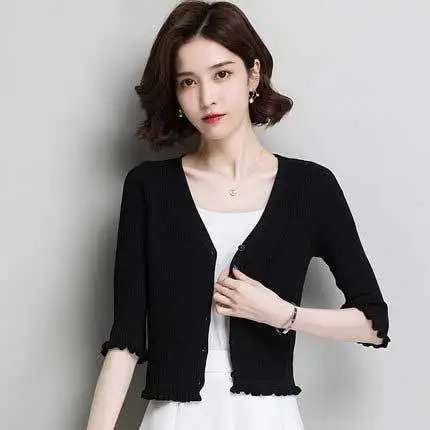 AYUSNUE Short Knitted Cardigan Women Sweater Spring Summer Korean Style Cardigans Tops 2020 Shawl MY1012 KJ2751 |
