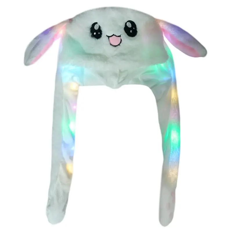 

Adult Child Unisex Winter Warm Fluffy Plush Hat Cute Moving Airbag Magnet Rabbit Ears Hat Warmer Gift Party Dance Toy Photo
