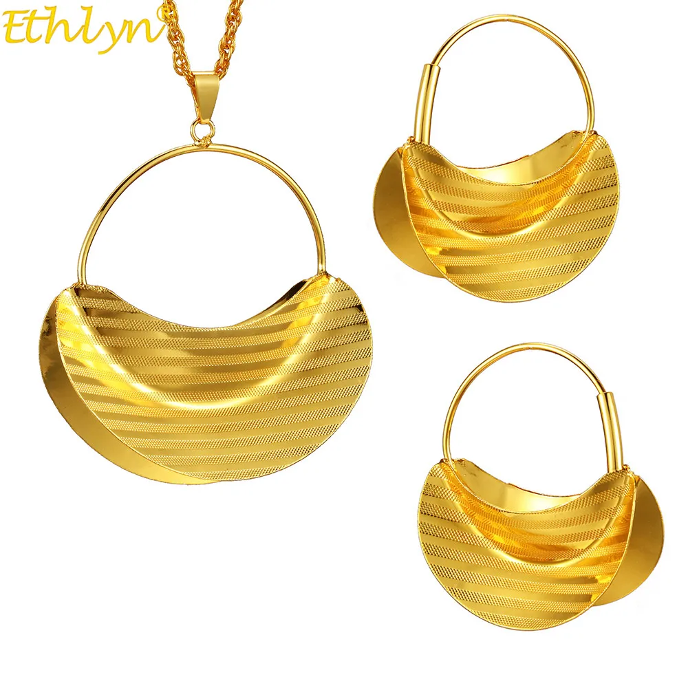 Женский Свадебный комплект из двух предметов Ethlyn ожерелье и серьги золотого