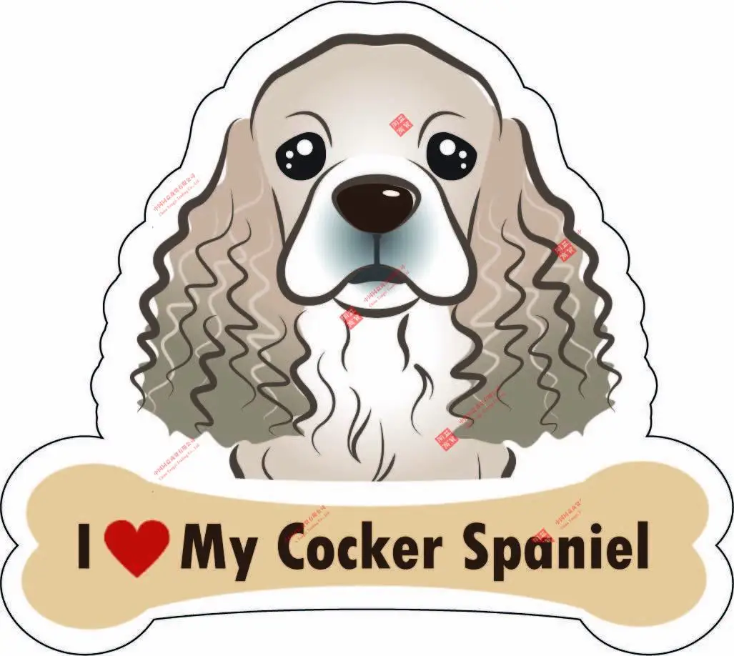 

Personality Dog Bone Magnet I Love My Cocker Spaniel Car Sign Puppy Racing Helmet Stickers