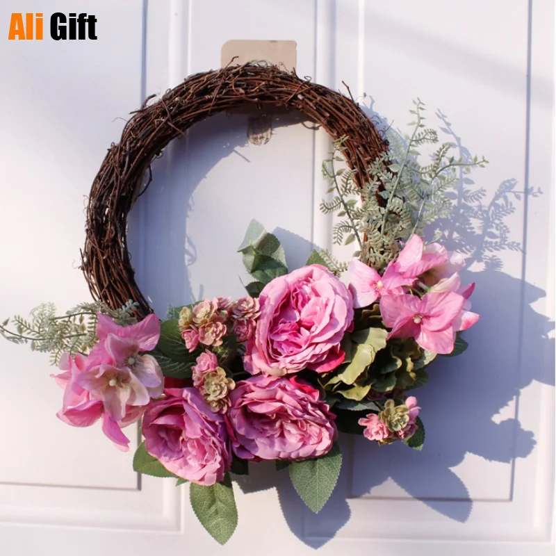

Rose Ring Door Decoration Wall Hanging Home Decoration Wedding Forest Natural Corner Green Plant Creative Wall Hanging Flower