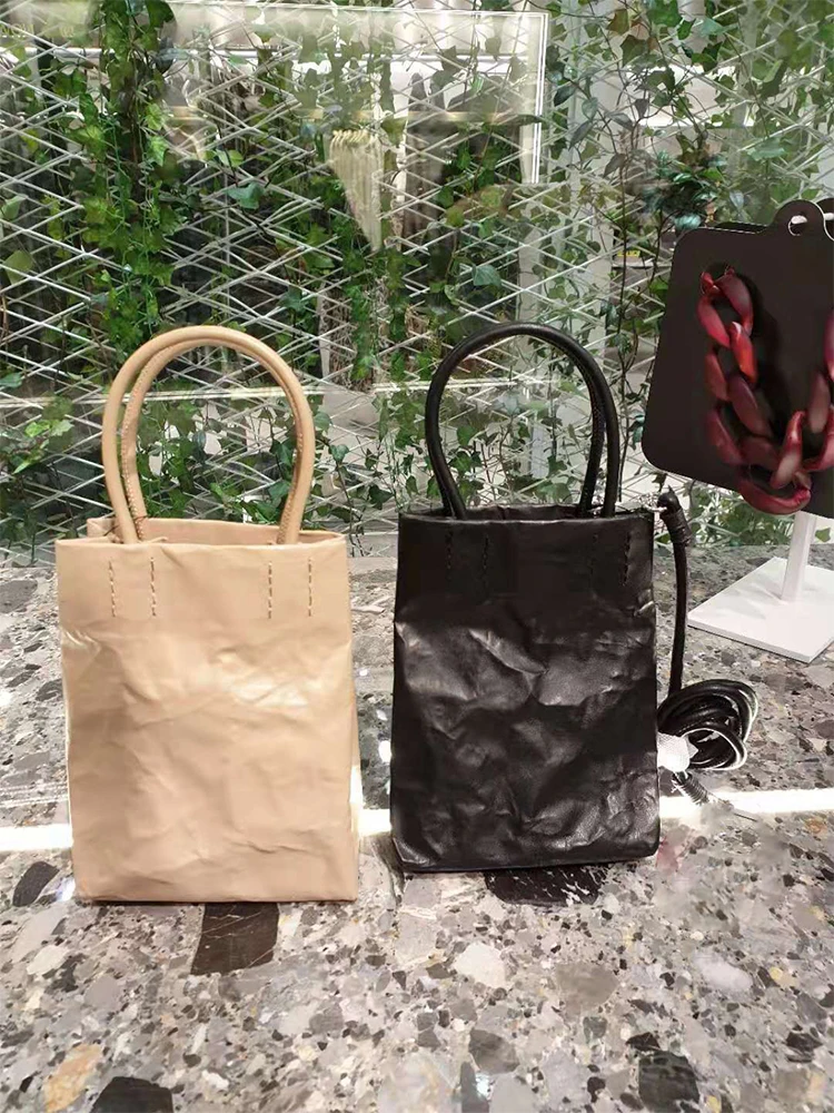 

Mini Fashion Kraft Paper Crossbody Bag for Women with Removable String Strap Simple Design Tote Wrinkled effect Phone Pouch