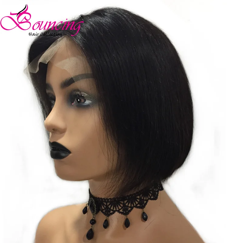 Прыгающие прямые 13*4 парики на кружеве 150 плотность короткие парики# 1BB/27B/30 боковая часть парики низкий коэффициент человеческих волос парик
