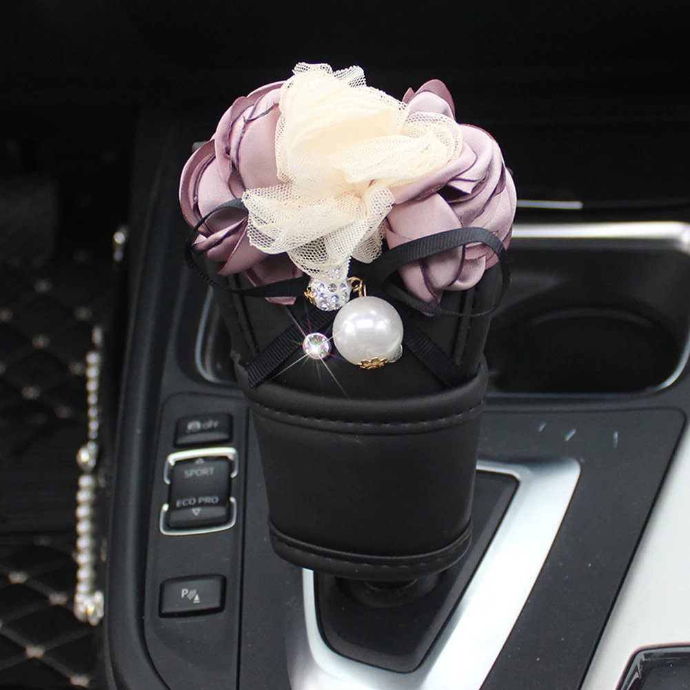 Gear Shift Collar Чехол рулевого колеса автомобиля коробка для салфеток с цветами Солнцезащитный козырек CD сумка для хранения подголовник поясная подушка Шестерня переключения воротник для женщин автостайлинг - Название цвета: Gear Shift Collar