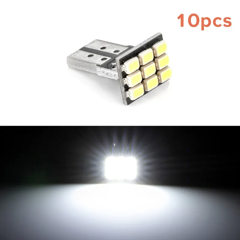 10 шт. T10 светодиодный Подсветка регистрационного номера лампы 9SMD 2825 192 194 168 W5W