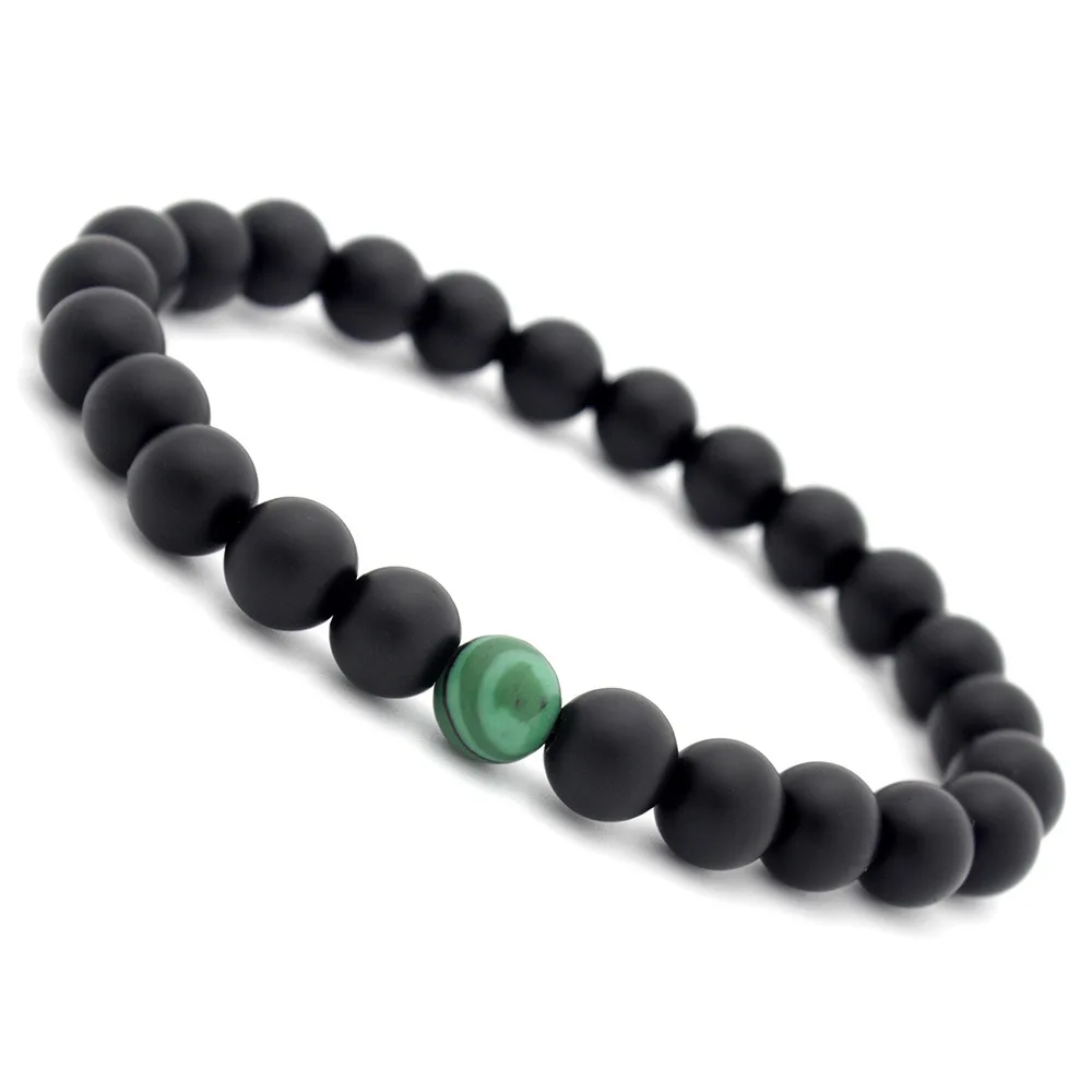 

European And American Original Pop Jewelry Fashion Atmosphere 8mm Dumb Black Frosted Stone Malachite Couple Bracelet