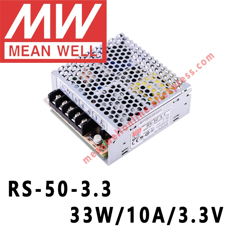 RS-50-3.3 Mean Well 33 W/10A/3 3 V DC одиночный выход импульсный источник питания meanwell интернет