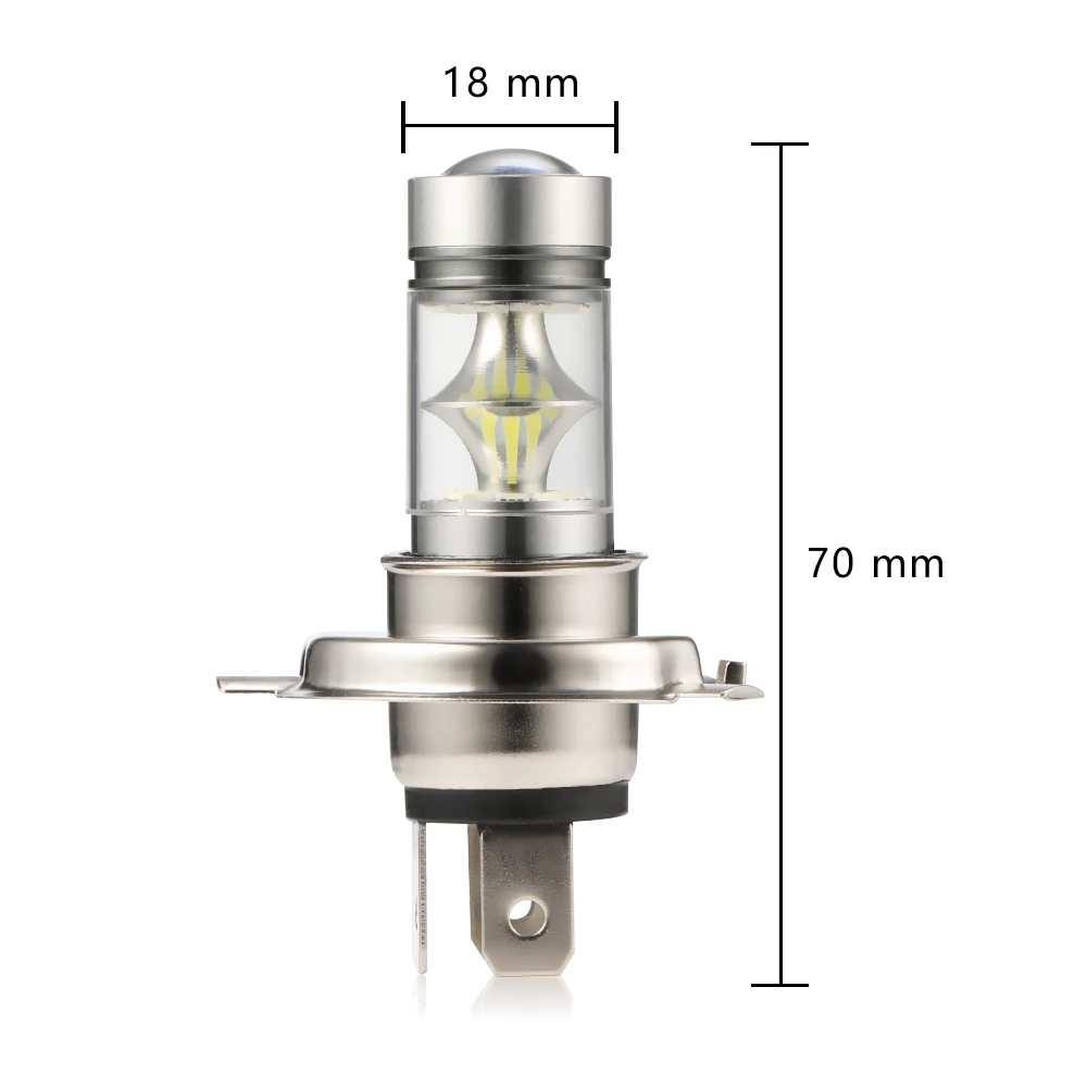 2 шт. 100 Вт H4 светодиодный фар Bulb1800LM автомобилей COB преобразования фары лампы 12V 6000
