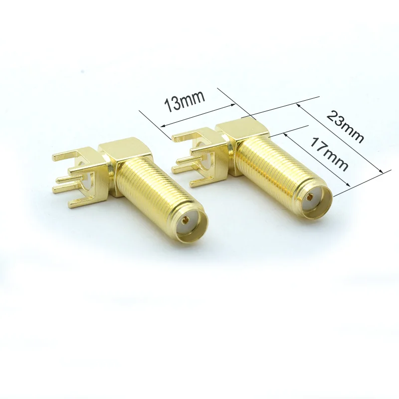 Позолоченный длинный гнездовой разъем SMA PCB 100 шт./лот 23 мм Прямоугольный