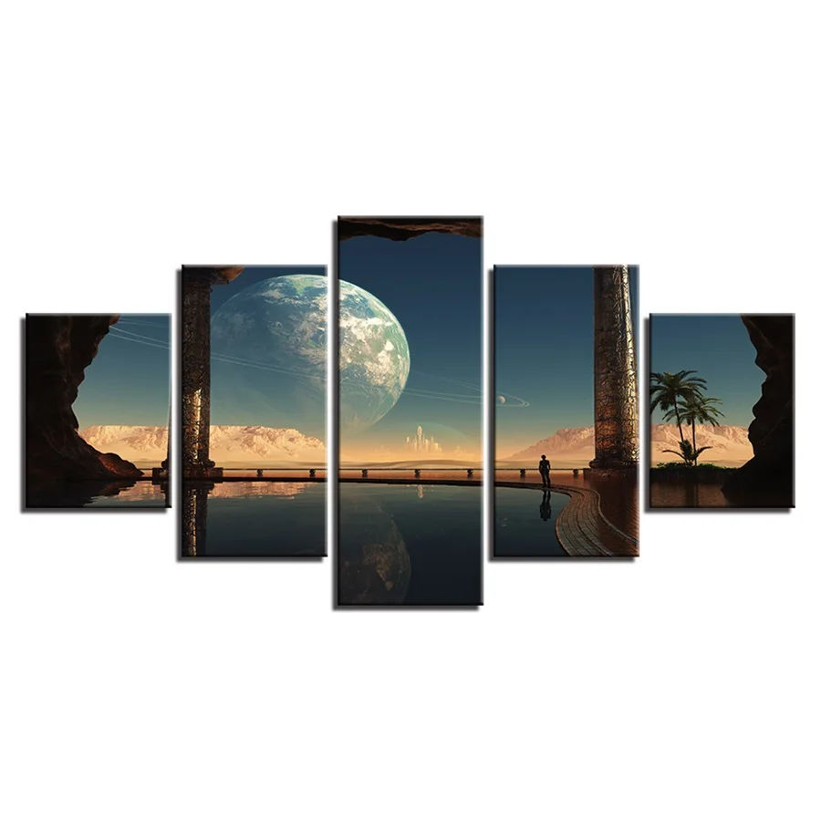 

Wall Art Canvas Painting For Living Room HD Prints 5 Pieces Fantasy Planets Pictures TV Play Poster Modular Home Decor Framework