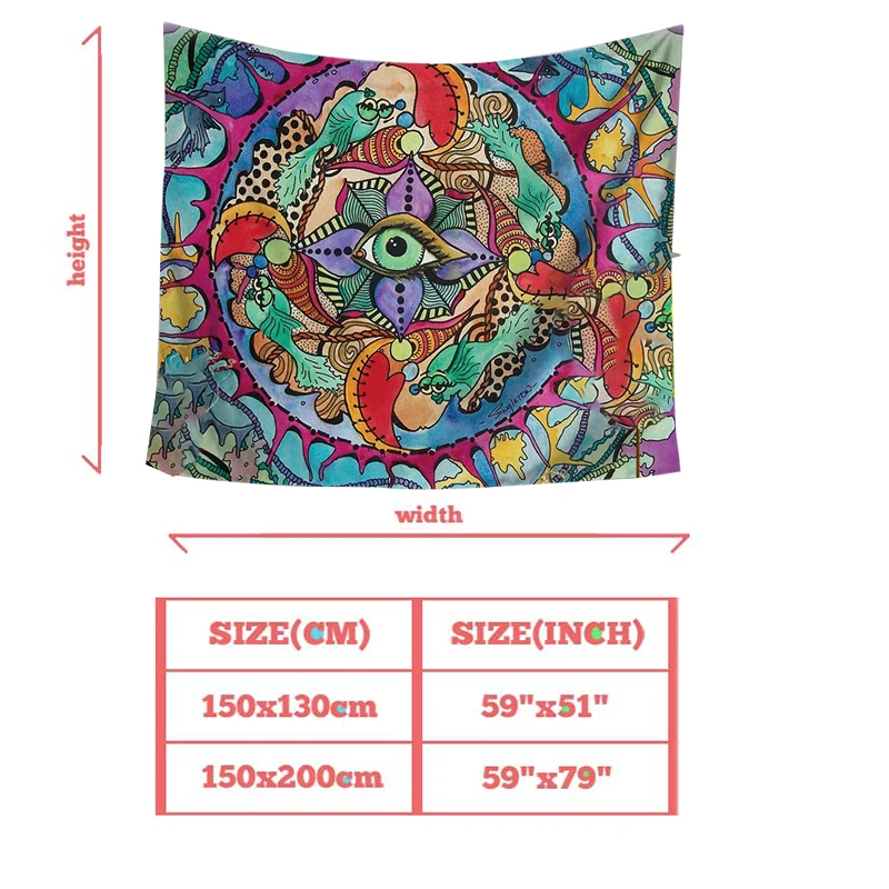 Настенный гобелен с психоделическим рисунком подвесные гобелены прямоугольник