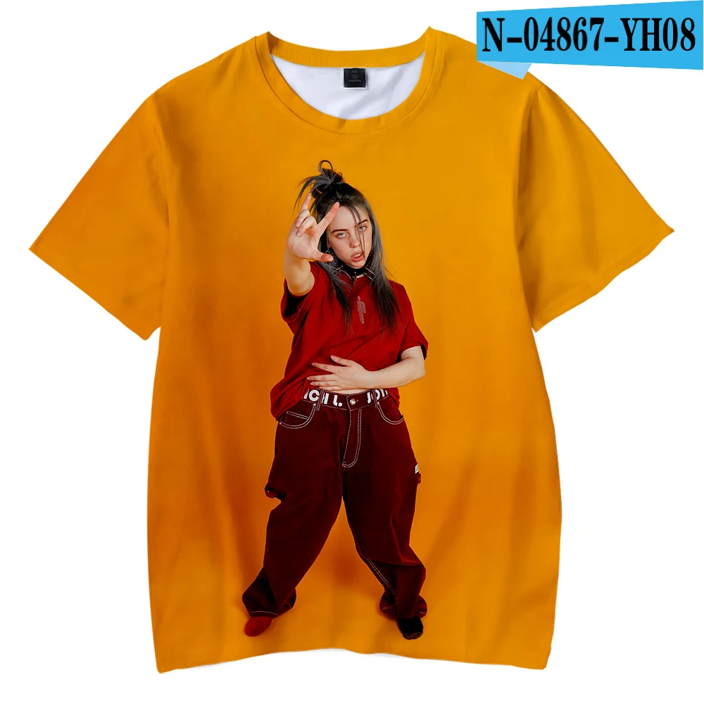 Бургундия Billie Eilish/ летняя футболка для мальчиков, Детская футболка с 3d принтом для мальчиков и девочек, детская одежда для 4, 5, 6, 7, 8, 9, 10, 12 лет - Цвет: Бургундия