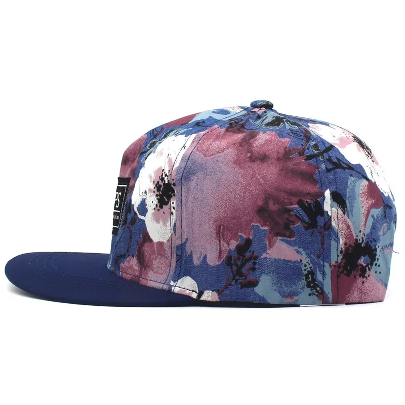 

Adult Flat Brim Baseball Cap Women Patch Print Round Top Snapback Hats Men Cotton Casual Travel Sports Hip Hop Gorras