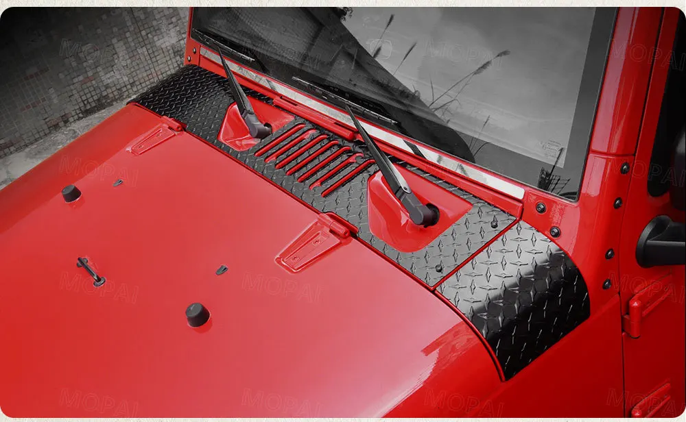 MOPAI Engine Cover Car Stickers for Jeep Wrangler JK 2007- Car Hood Angle Wrap Covers for Jeep JK Wrangler Accessories
