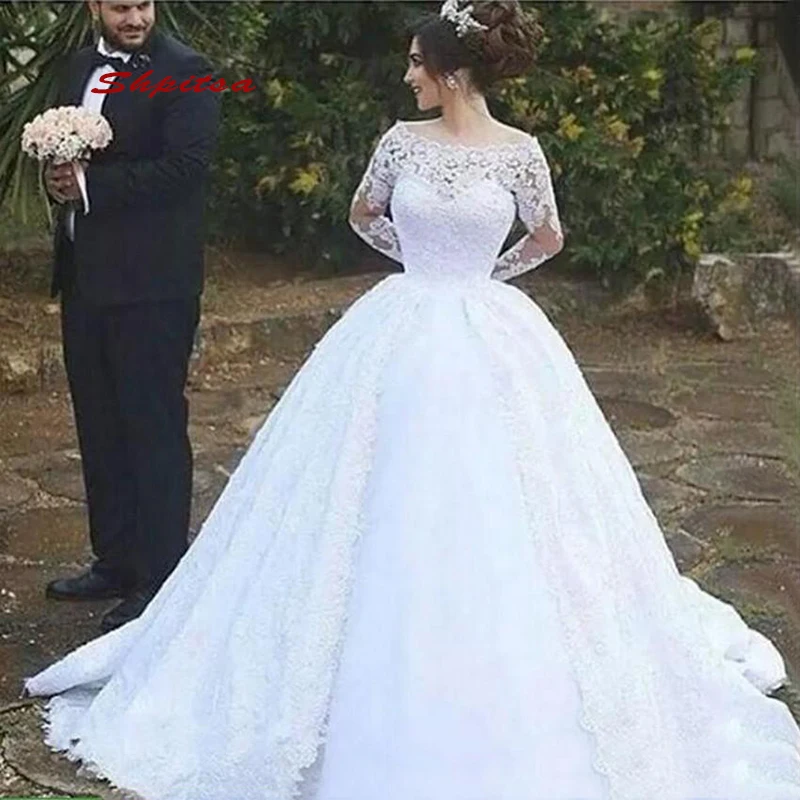Винтажные кружевные свадебные платья с длинным рукавом бальное платье турецкого