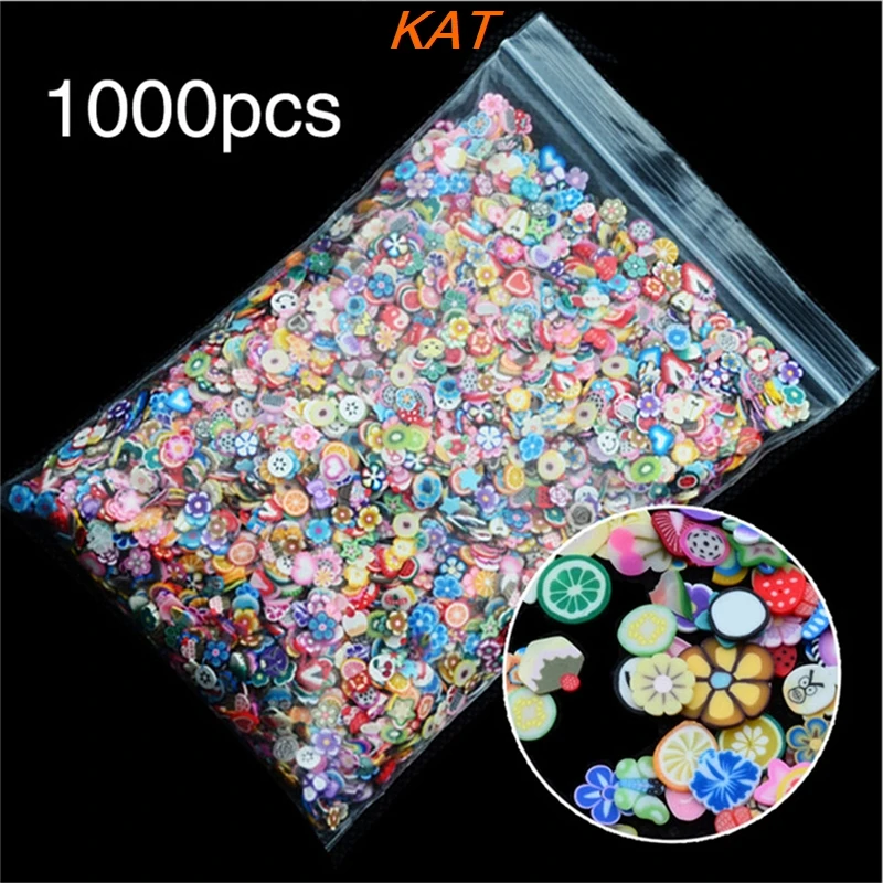 

1000pcs/pack 3D Fruit Flowers Feather Design Tiny Slices Polymer Clay DIY Girls Toys Stickers Girls Gifts 3mm/0.12 inch
