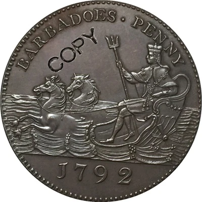 Барбадос 1792 копия монеты 1 пенни|Безвалютные монеты| |
