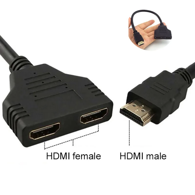 

Коммутатор разъемов HD HDMI-совместимый кабель 1 в 2 выхода разветвитель штекер на 2 гнезда адаптер конвертер для HDTV планшета XBOX 1080P