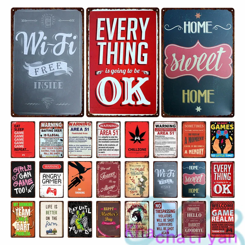 

Жизнь лучше злые игры дома Wi-Fi Ретро металлическая пластина живопись Железный жестяной знак Настенная картина для комнаты гостиной домашни...