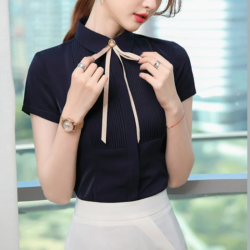 Женские Профессиональные рубашки и блузки с коротким рукавом Офисная Женская