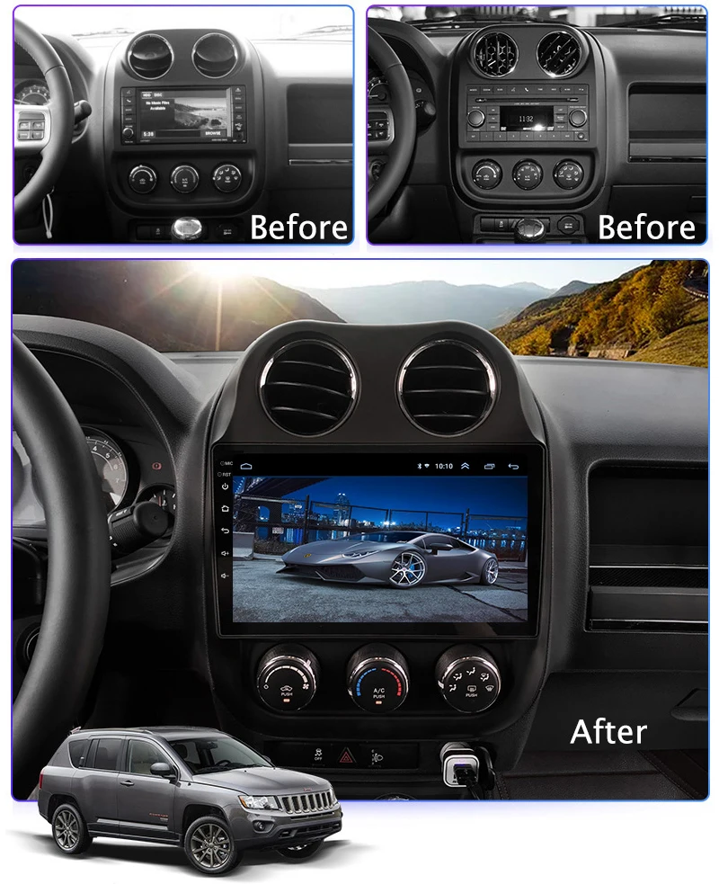 10 1 дюймов Android Автомобильная Радио система для Jeep Compass 2010 2011 2012 2013 2014 2015 2016