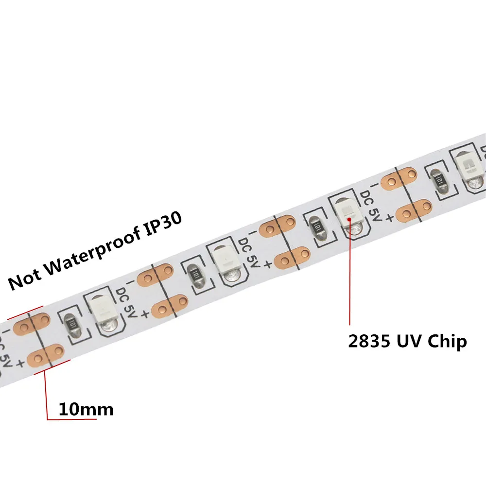 5V ультрафиолетовый 395 405nm Светодиодные ленты черный светильник 2835SMD 60led/m не