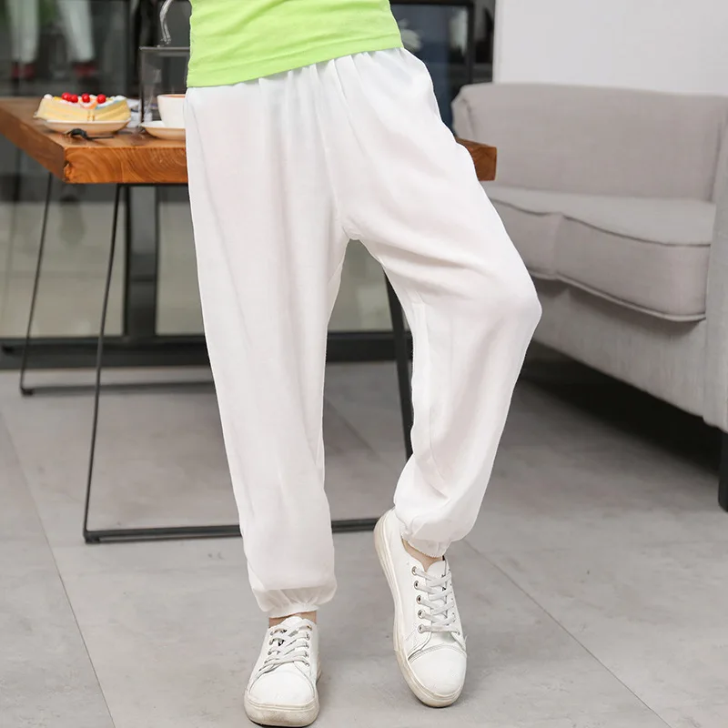 Детские однотонные брюки для мальчиков и девочек спортивные штаны Хлопковая