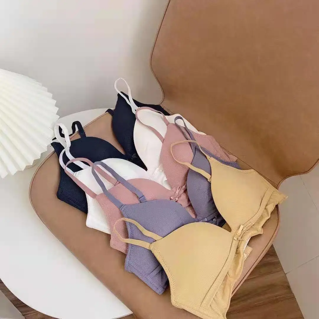 

Korean style bra set sweet pleated women's underwear thin cup gentle girl bra and panty set