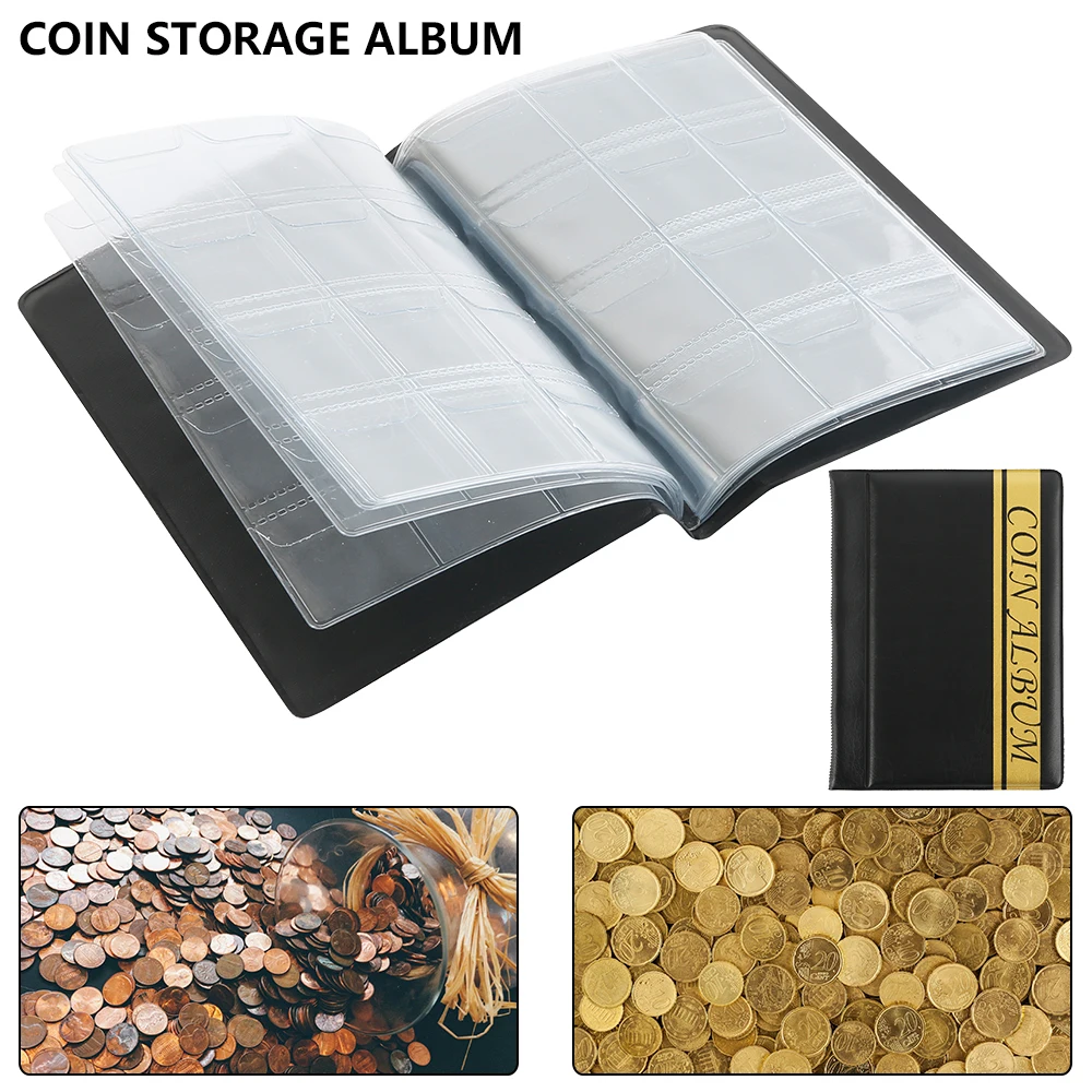 

Leather Coin Album Collecting Money Organizer 10 Pages 120 Pockets Coins Badges Collection Album Book for Collector Coin Holder