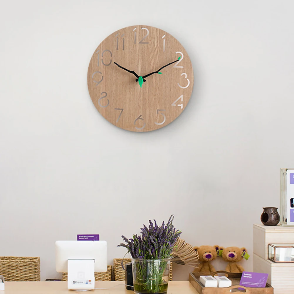 Wooden Wall Clock Round Suitable for Living Room Bedroom and Kitchen Decoration (11 Inches) Easy to Read Install | Дом и сад