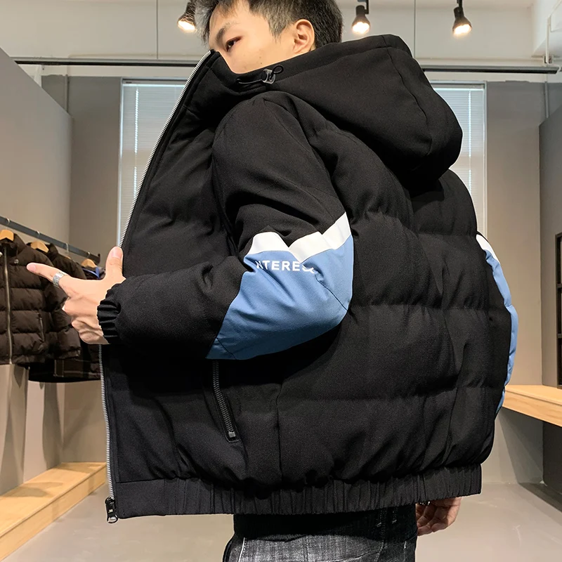 New 2022 Autumn Winter Thick Warm Parkas Mens Casual Hooded Cotton-Padded Jackets Streetwear Down Coats Male Loose Tops Clothing