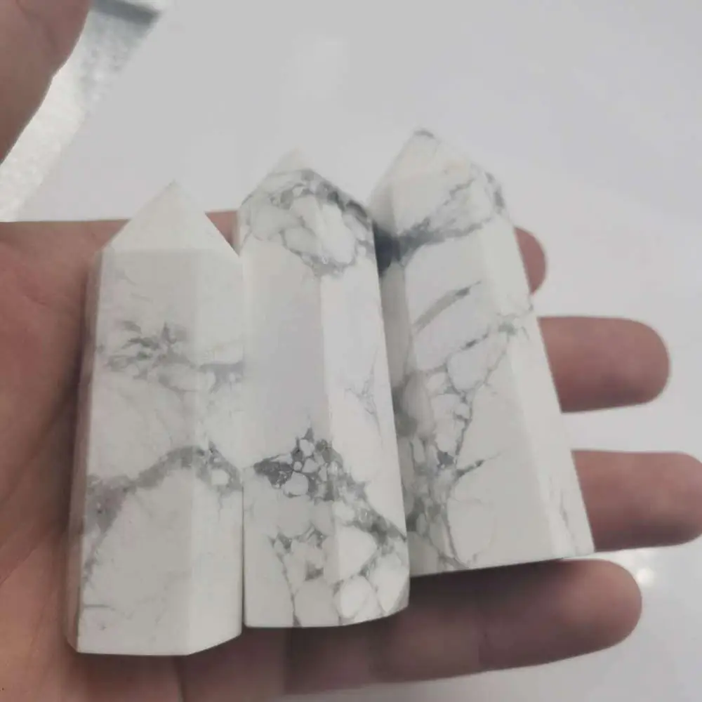 

Natural white turquoise double pointed crystal pillar points reiki healing