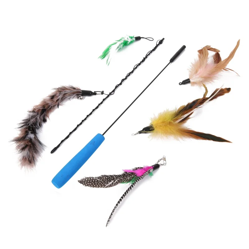 Забавная игрушка для кошек/котят игрушка-палочка питомцев с перьями щенков