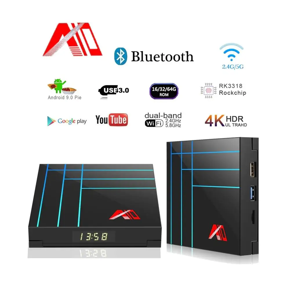 T95 H96 A10 Smart Tv Box Android 9 0 4 Гб 64 RK3318 четырехъядерный Youtube телеприставка 2 4G Wifi H.265 4K HDR