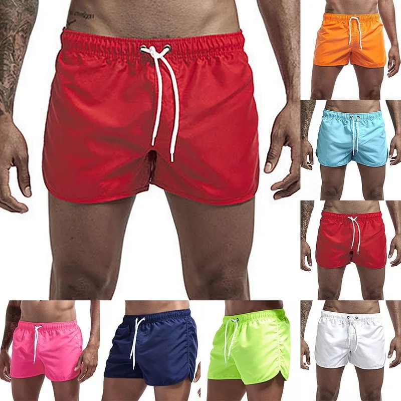 

2021 Summer Men's Swimwear Shorts Brand Beachwear Sexy Swim Trunks Men Swimsuit Low Waist Breathable Beach Wear Surf