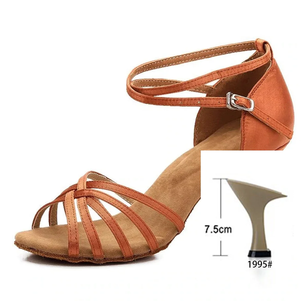 New Women Latin Dance Shoes Ballroom Comfortable Tango Dancing Shoes Organizer For Women Ladies Girls Heeled Party Thick Heel