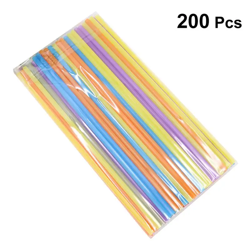 

200Pcs Plastic Straws Disposable Flat Mouth and Straight Drinking Straws Smoothie Drink Straws for Wedding Birthday Party Favor