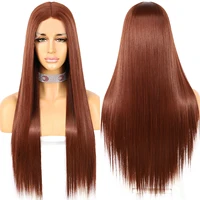 ginger red synthetic lace wig futura fiber t part long straight wig for women party daily use high temperature cosplay make up