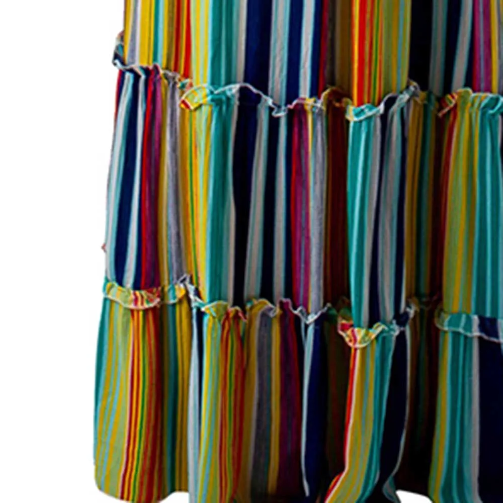 

Boho Dress Women Summer Striped Halter Sleeveless Beach Sundress Sexy Hollow Stretch Pleated Ladies Casual Long Dress Bohemian